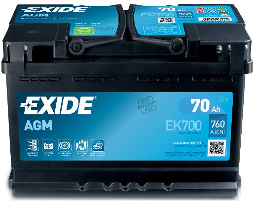 АКУМУЛАТОР EXIDE 70AH 760A AGM