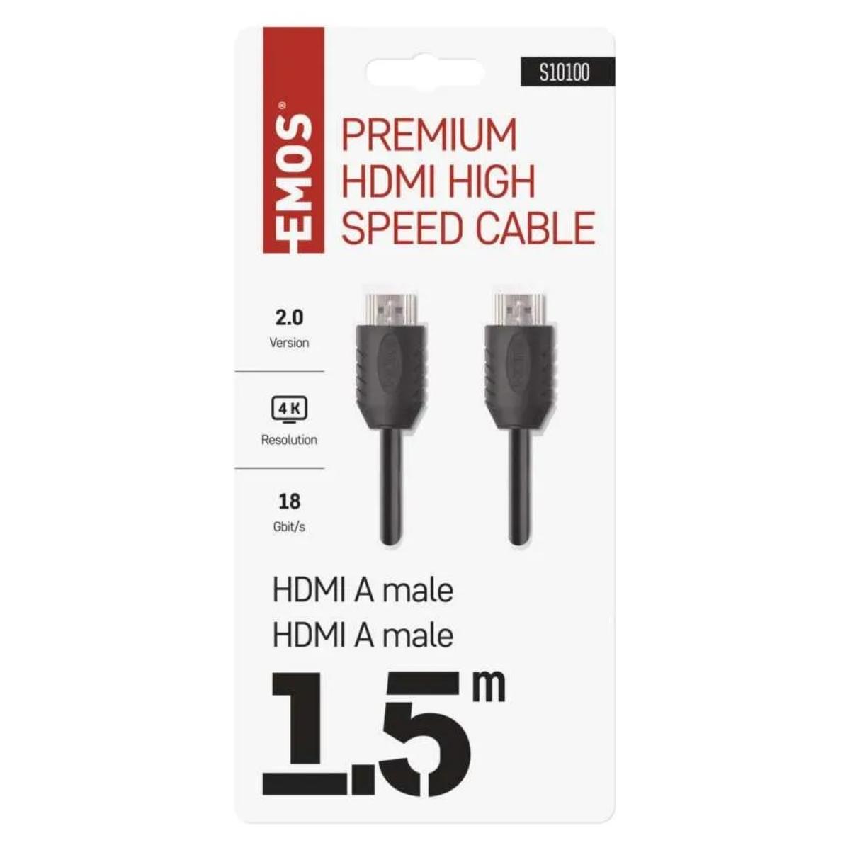 КАБЕЛ HDMI 2.0 ВИСОКОСКОРОСТЕН 1.5М EMOS