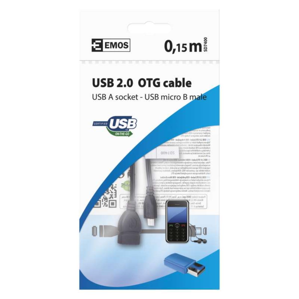 USB КАБЕЛ OTG  USB A/MIKRO USB 15СМ